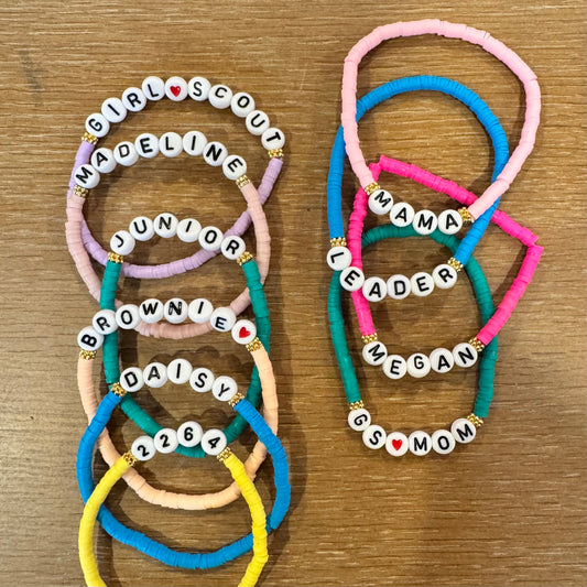 Girls Stacking Bracelets for Scouts