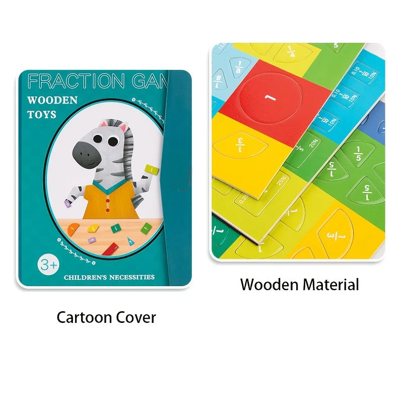 Children Magnetic Fraction Learning Math Toys Wooden Fraction Book Set Parish Teaching Aids Arithmetic Learning Educational Toys
