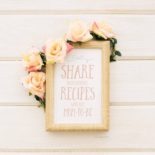 Baby Shower Recipe Sign Printable
