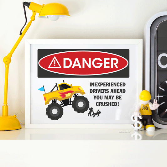monster truck birthday party printable decor sign signage