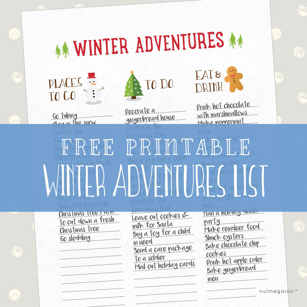Winter Bucket List - Free Printable