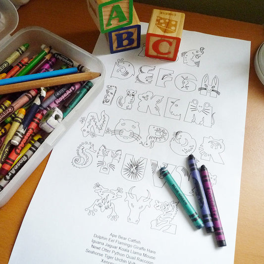 Animal Alphabet Coloring Sheet - Free Printable