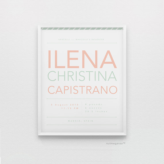birth stats personalized nursery art print for baby boy