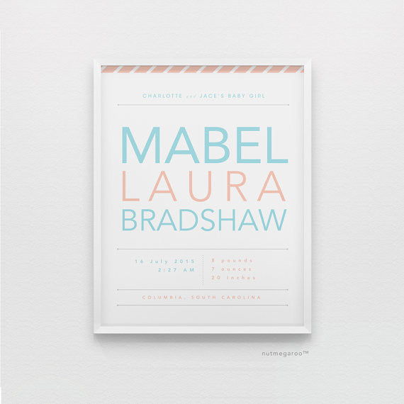 birth stats personalized nursery art print for baby boy