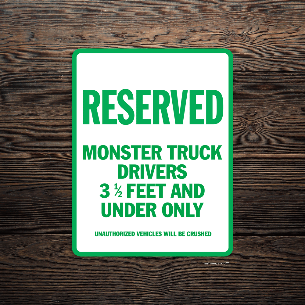 Reserved Parking Sign: Monster Truck Drivers, printable monster truck party decor, monster truck birthday party decorations