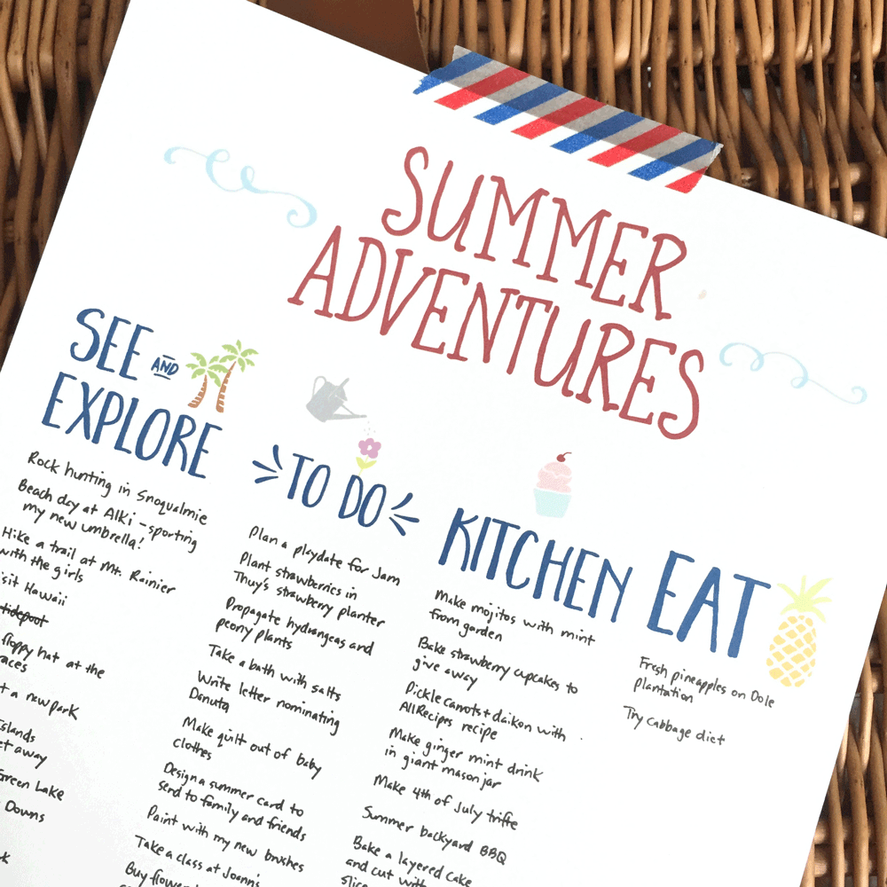 Summer Adventures To Do List - Free Printable