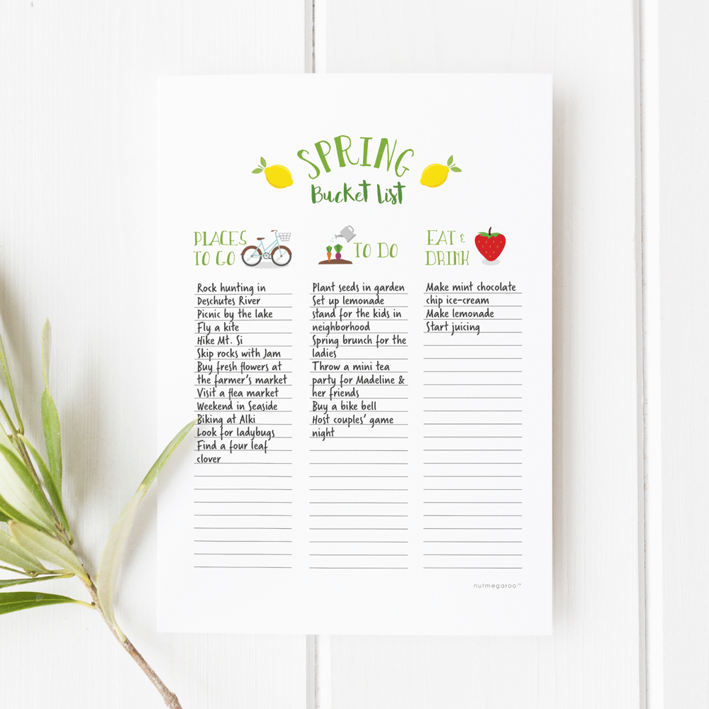 Free Bucket List Printables for Spring, Summer, Fall, Winter