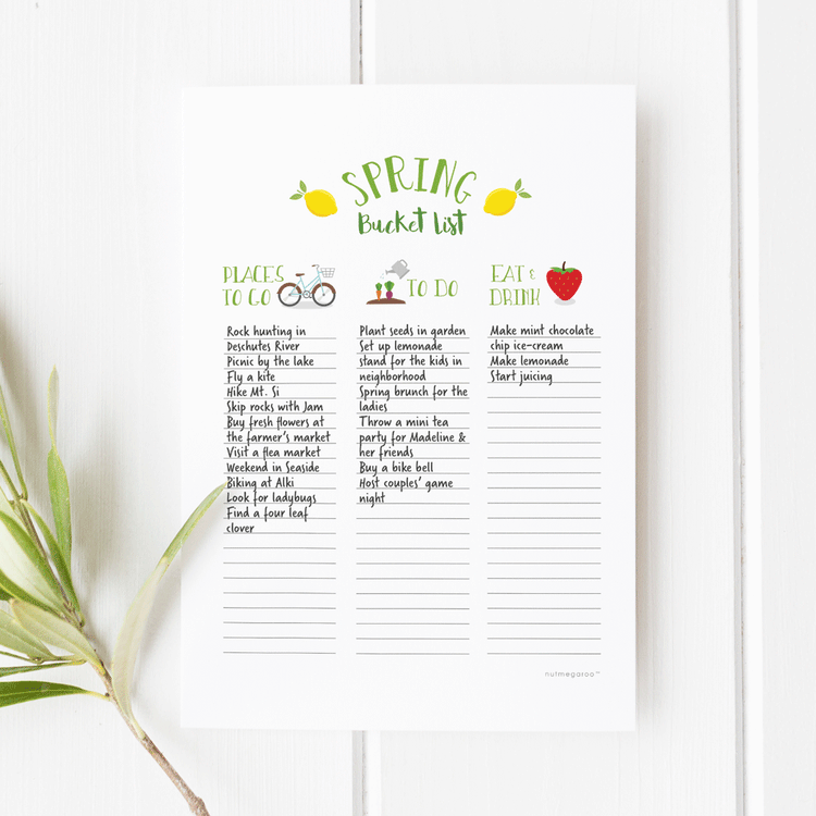 Free Bucket List Printables for Spring, Summer, Fall, Winter