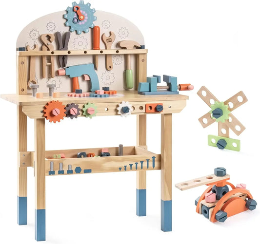 Lil' Builder's Workbench Kids Wood Toy Pretend Work Bench