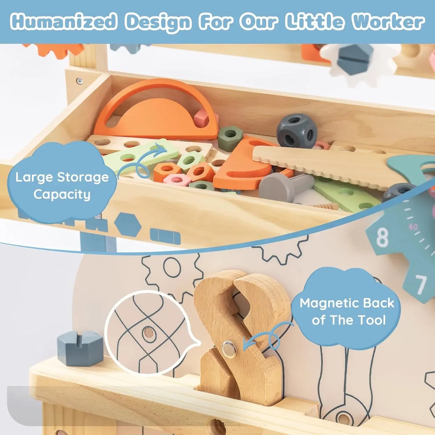 Lil' Builder's Workbench Kids Wood Toy Pretend Work Bench