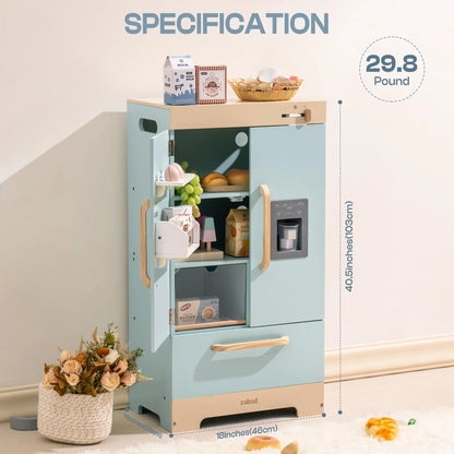 Kitchen Washer Playset Play Kitchen Fridge Refrigerator Play Toy Oven Wooden Kitchen Playset for Kids Age 3+Blue
