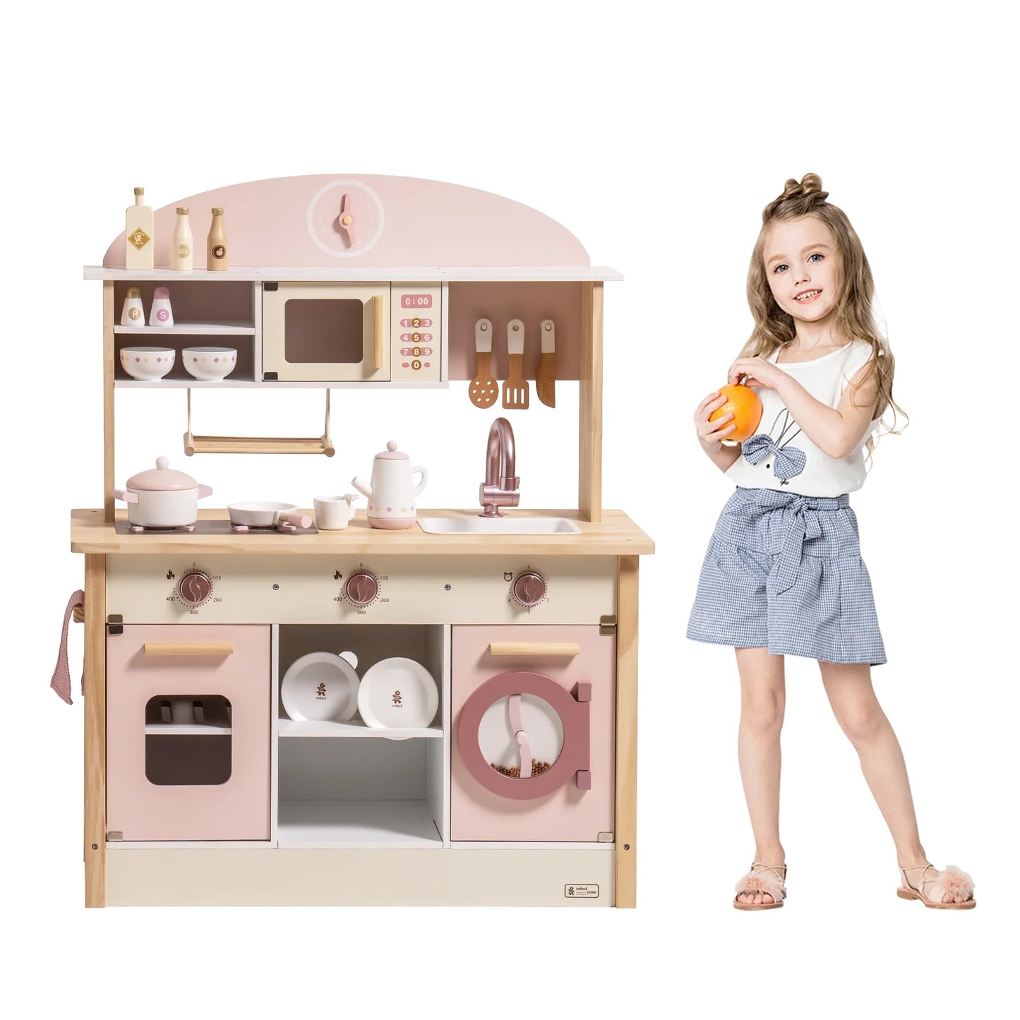 Wooden Kitchen for Kids Play Kitchen with Plenty of Play Features Toddler Kitchen Set Gift for Girls Boys 3+