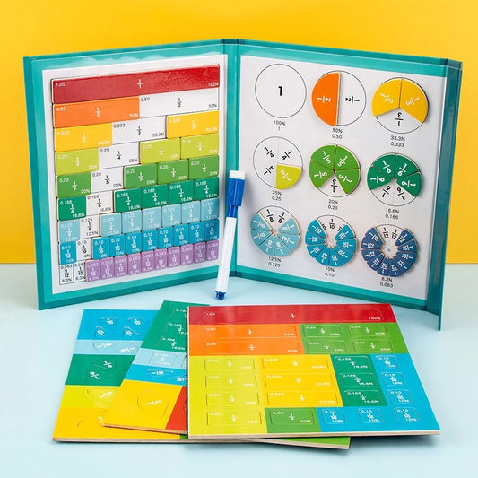 Children Magnetic Fraction Learning Math Toys Wooden Fraction Book Set Parish Teaching Aids Arithmetic Learning Educational Toys