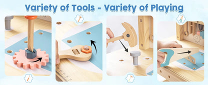 Lil' Builder's Workbench Kids Wood Toy Pretend Work Bench