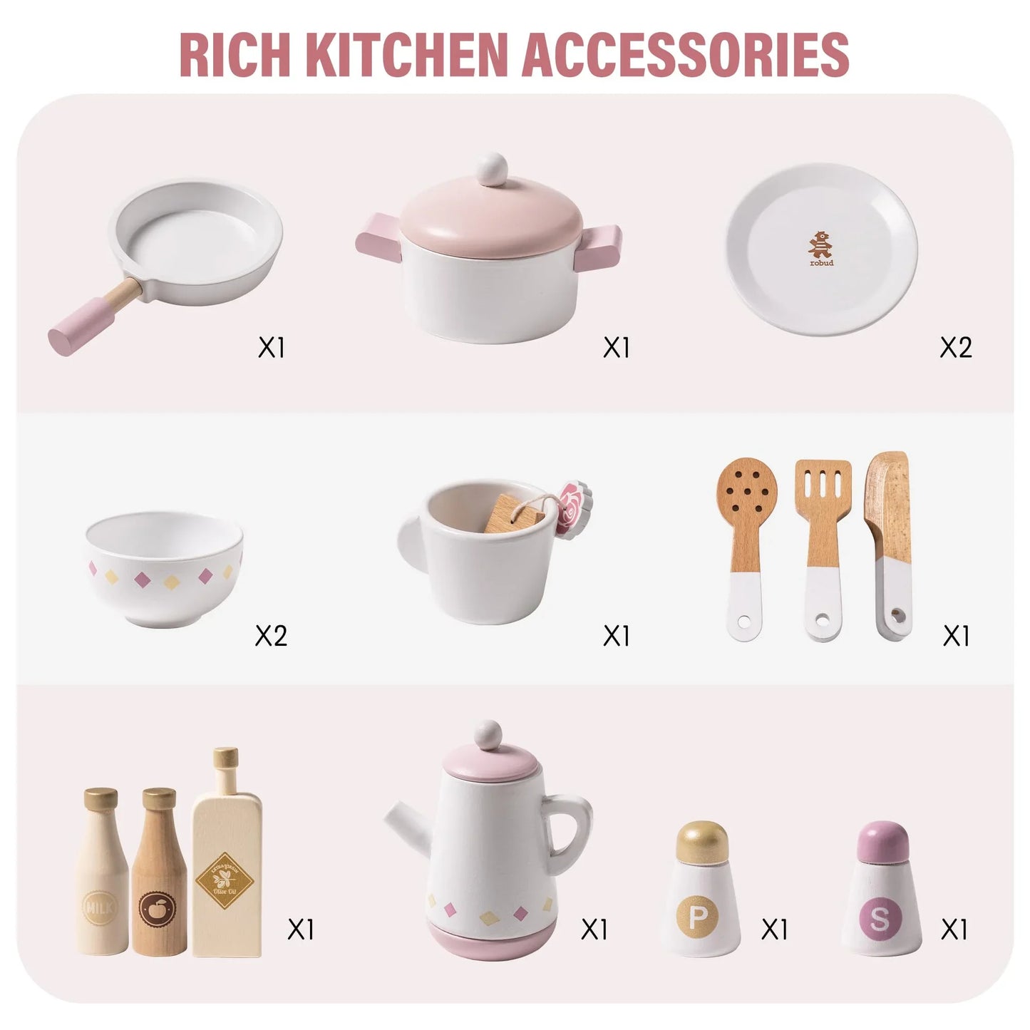 Wooden Kitchen for Kids Play Kitchen with Plenty of Play Features Toddler Kitchen Set Gift for Girls Boys 3+
