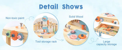 Lil' Builder's Workbench Kids Wood Toy Pretend Work Bench