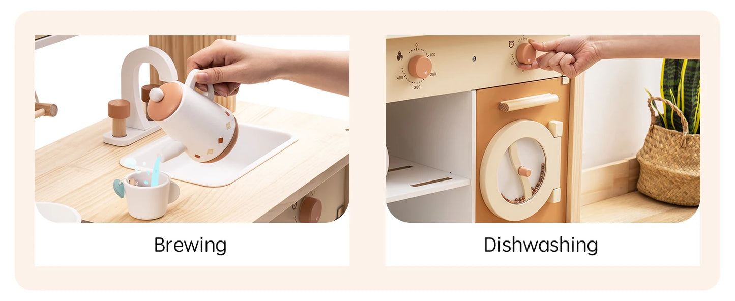 Wooden Kitchen for Kids Play Kitchen with Plenty of Play Features Toddler Kitchen Set Gift for Girls Boys 3+
