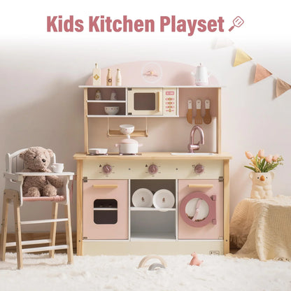Wooden Kitchen for Kids Play Kitchen with Plenty of Play Features Toddler Kitchen Set Gift for Girls Boys 3+