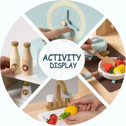 Wooden Kitchen for Kids Play Kitchen with Plenty of Play Features Toddler Kitchen Set Gift for Girls Boys 3+