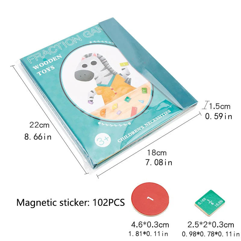 Children Magnetic Fraction Learning Math Toys Wooden Fraction Book Set Parish Teaching Aids Arithmetic Learning Educational Toys