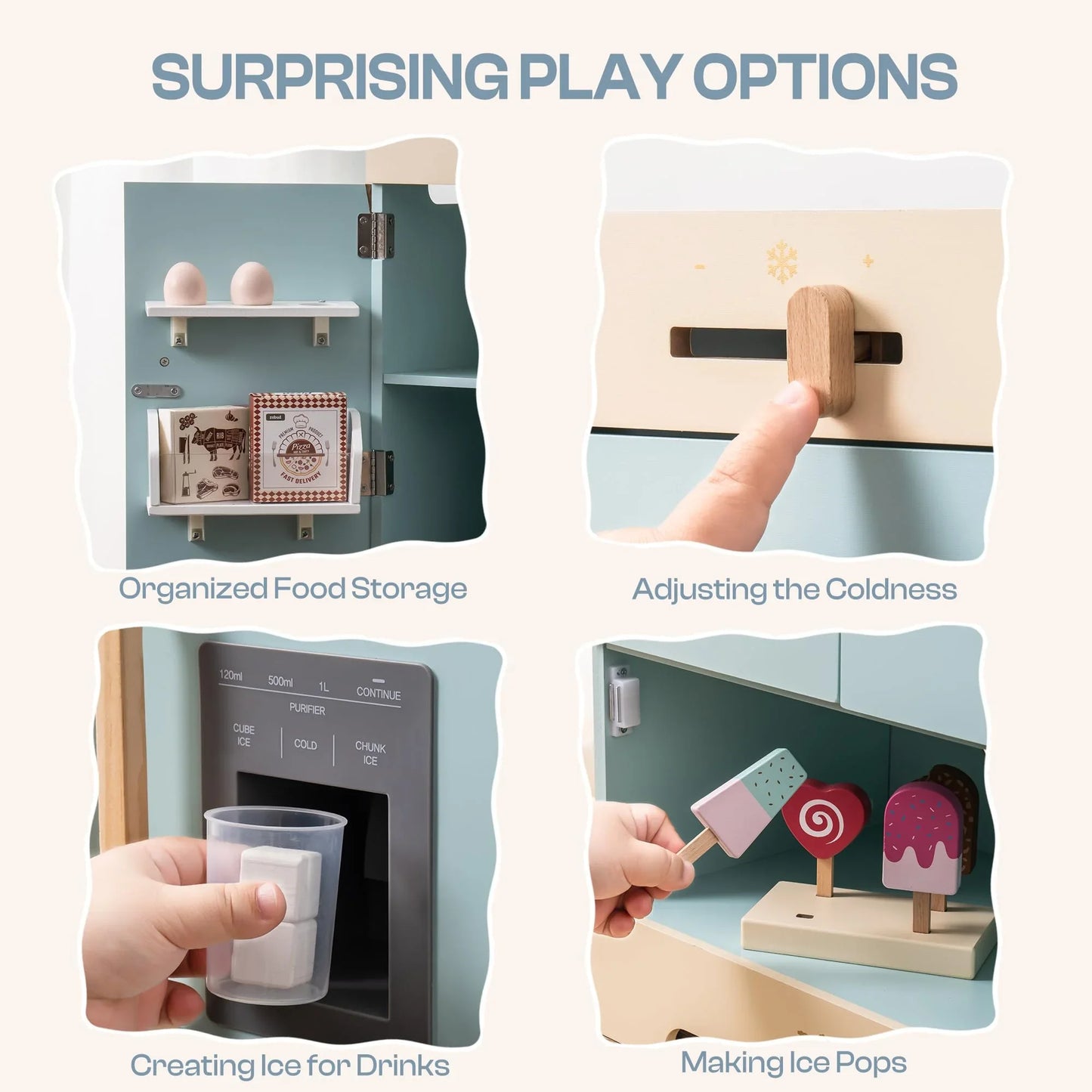 Kitchen Washer Playset Play Kitchen Fridge Refrigerator Play Toy Oven Wooden Kitchen Playset for Kids Age 3+Blue