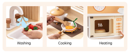 Wooden Kitchen for Kids Play Kitchen with Plenty of Play Features Toddler Kitchen Set Gift for Girls Boys 3+