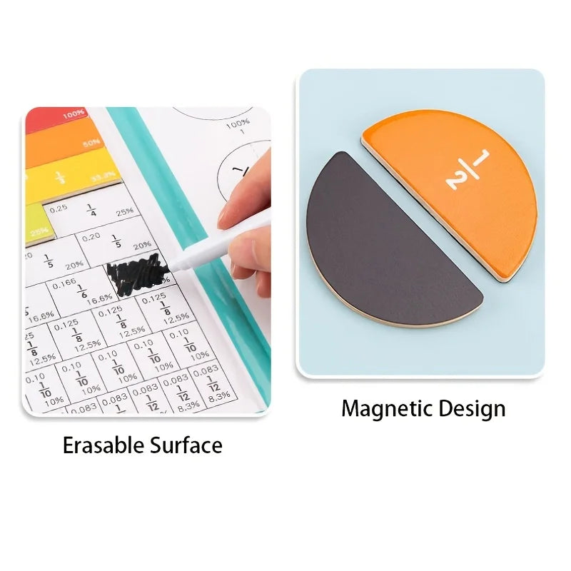 Children Magnetic Fraction Learning Math Toys Wooden Fraction Book Set Parish Teaching Aids Arithmetic Learning Educational Toys