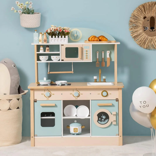 Wooden Kitchen for Kids Play Kitchen with Plenty of Play Features Toddler Kitchen Set Gift for Girls Boys 3+