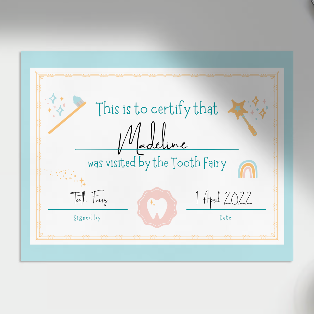 Tooth Fairy Certificate Printable