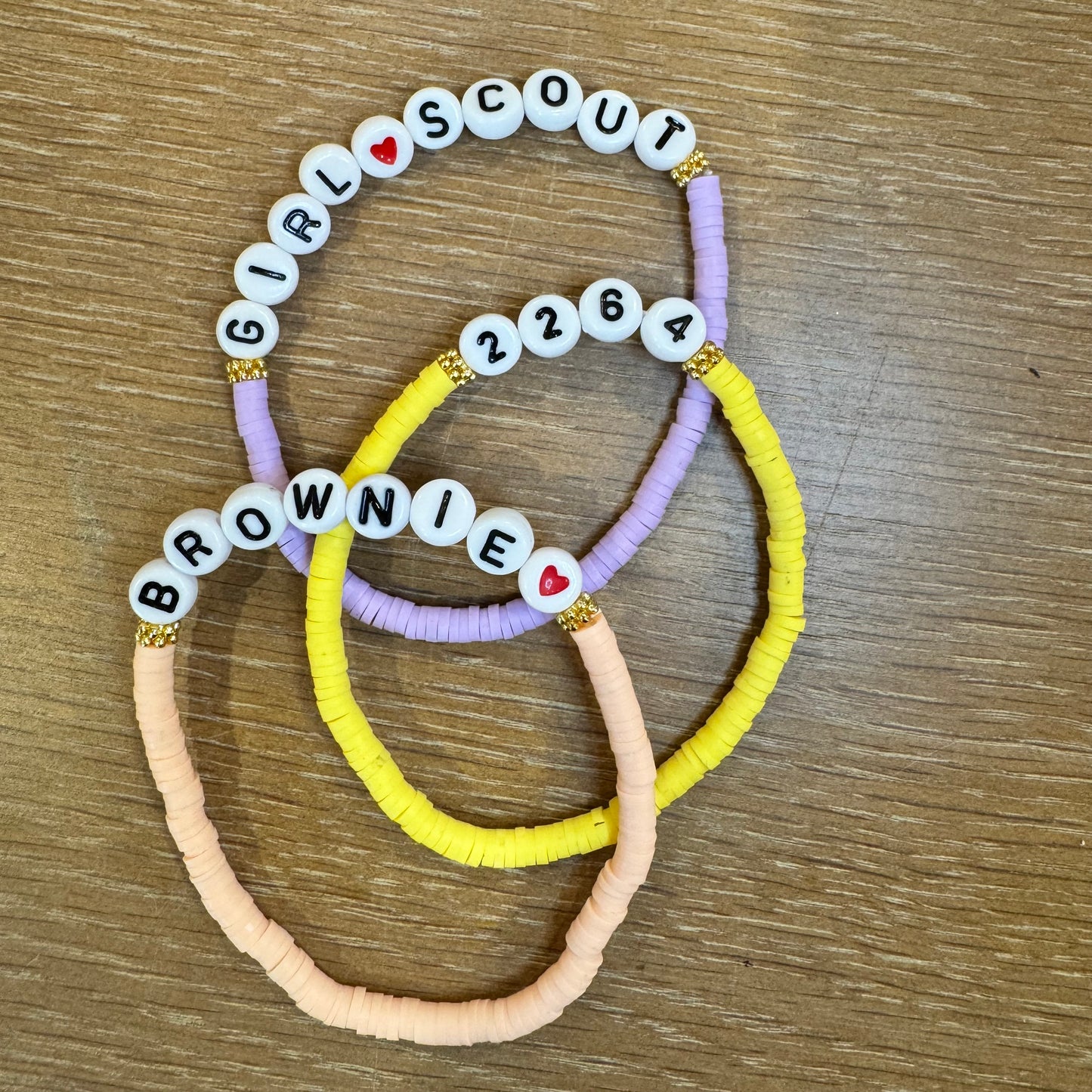 Girls Stacking Bracelets for Scouts
