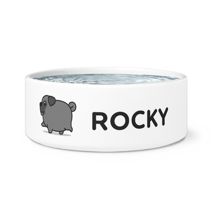 Personalized Black Pug Dog Bowl