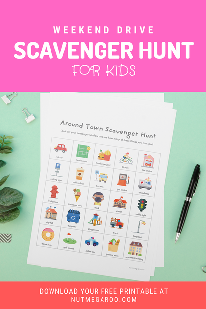 Around Town Weekend drive scavenger hunt free printable