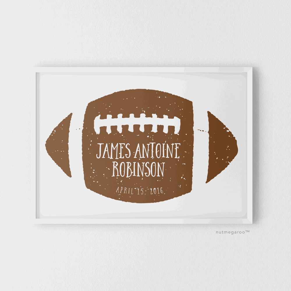 football personalized art print boys room decor wall art