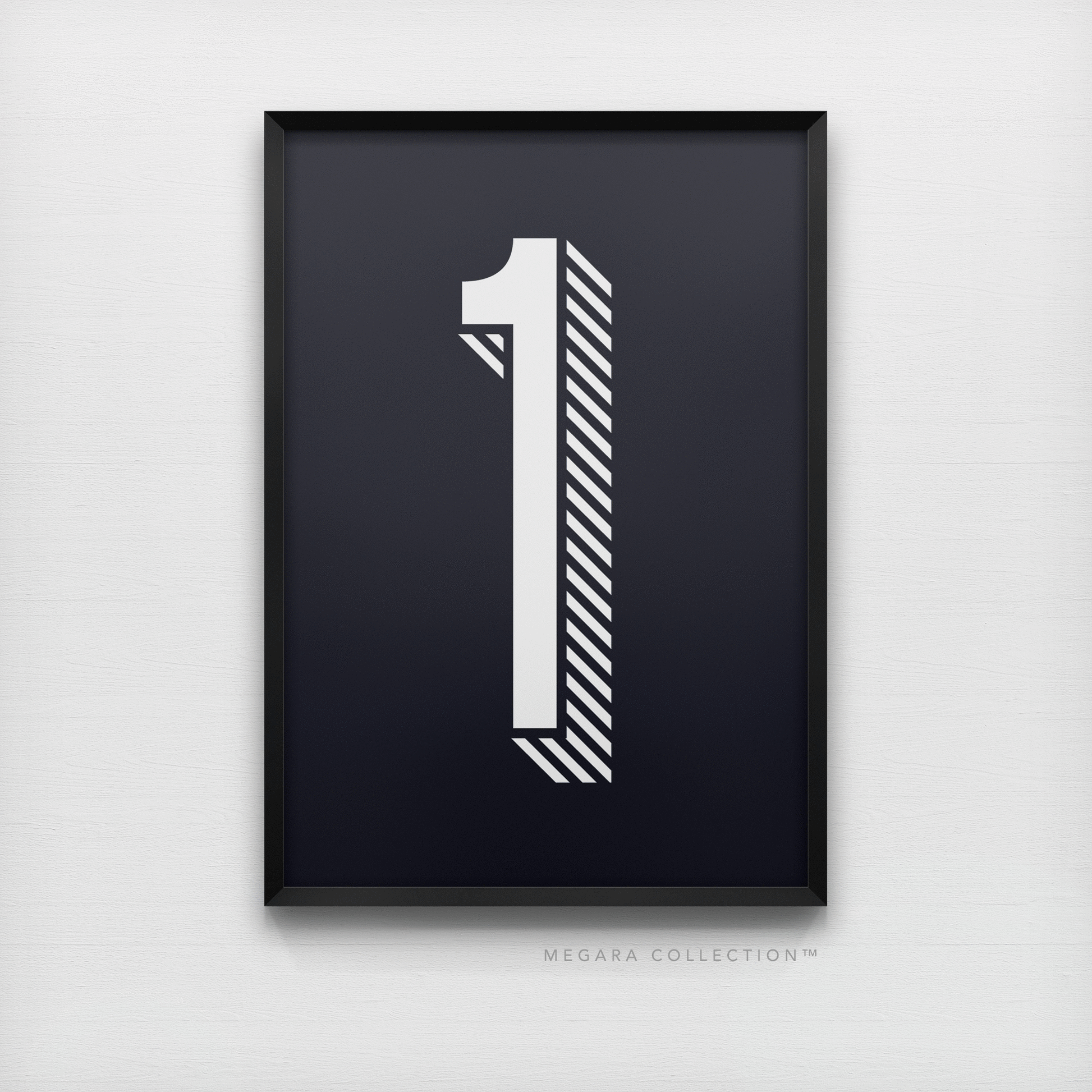 Lucky Number 1 - Minimalist Black & White Art Print Poster