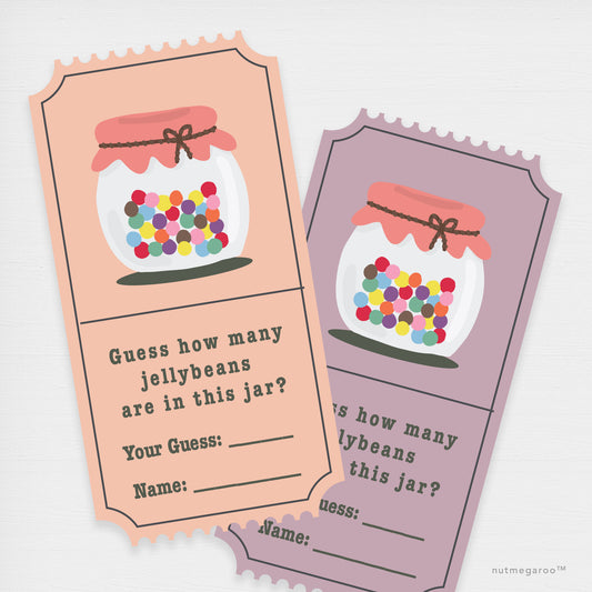 Jellybean Counting Game Raffle Tickets Printable Pink