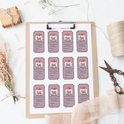 Bridal Shower Jellybean Counting Game Raffle Tickets Printable Mauve