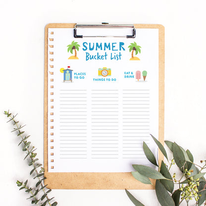 Free Summer Bucket List Printable