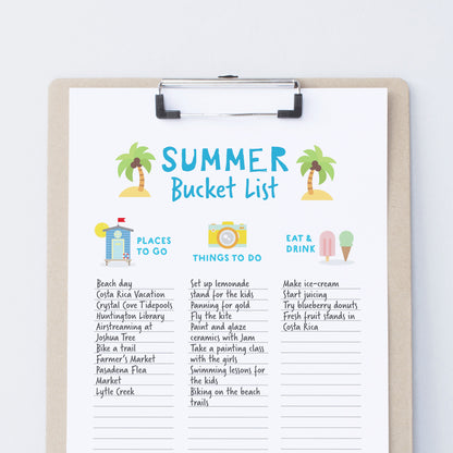 Free Summer Bucket List Printable