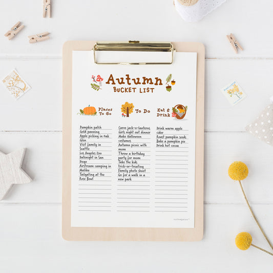 Free Autumn Bucket List Printable, Free Fall Bucket List Printable