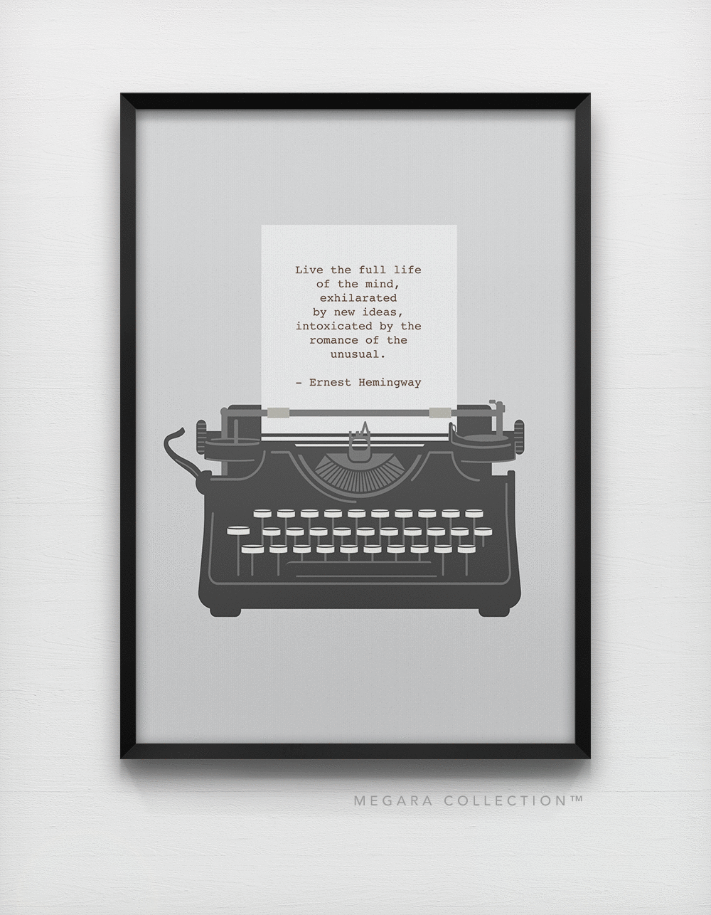 Ernest Hemingway quote on typewriter art print wall artwork poster