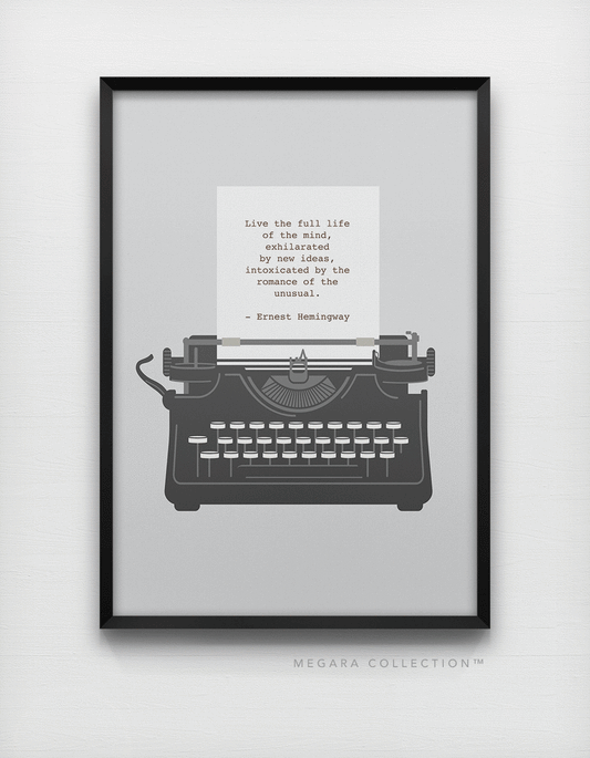 Ernest Hemingway quote on typewriter art print wall artwork poster