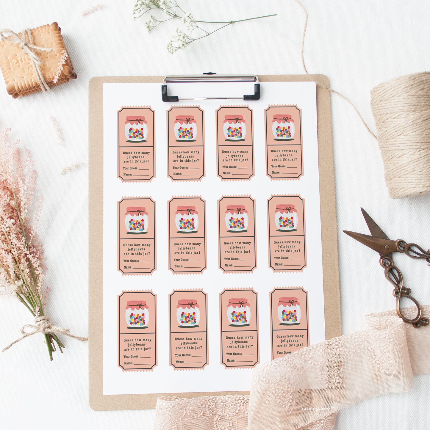 Jellybean Counting Game Raffle Tickets Printable Pink