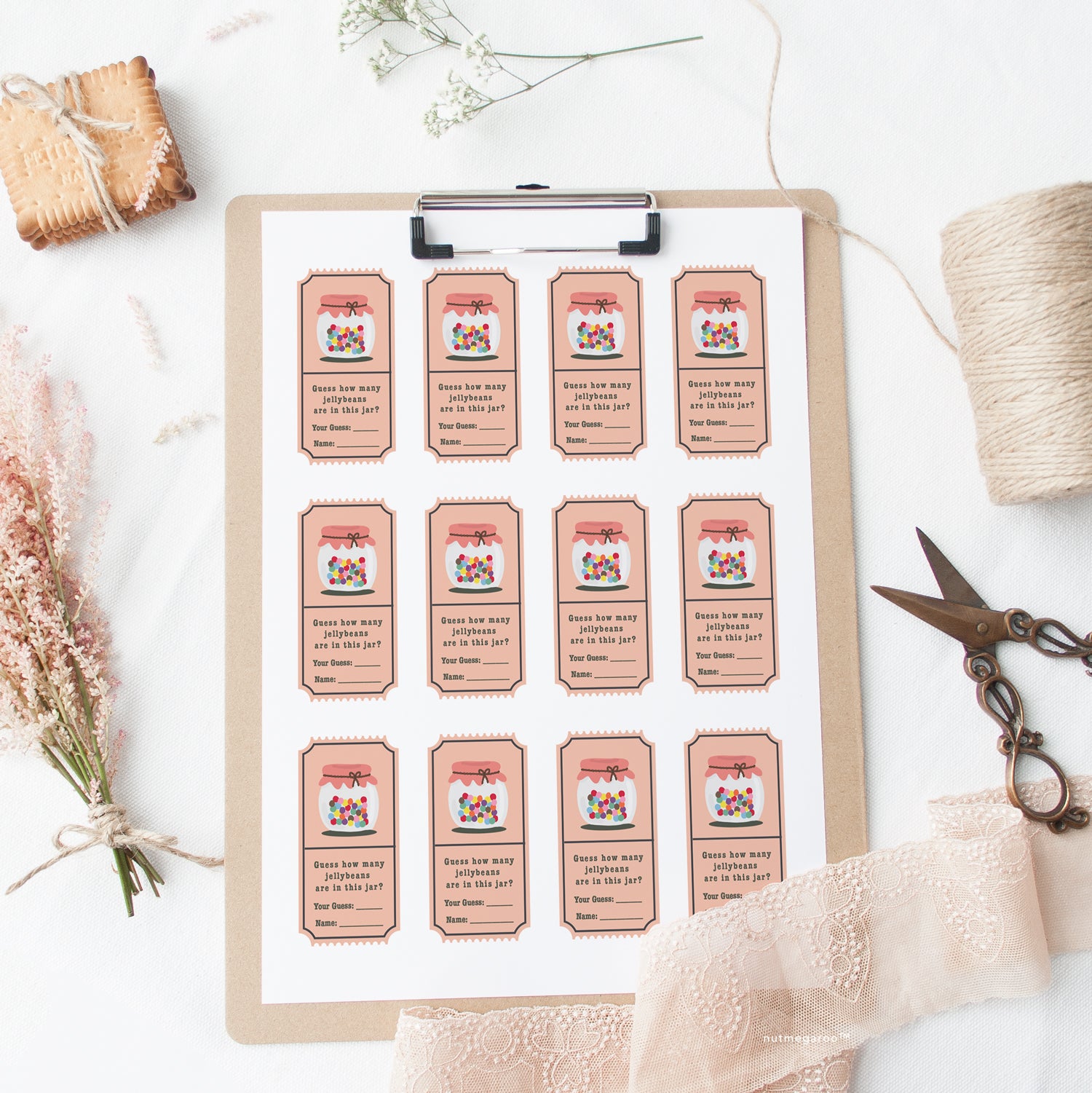 Jellybean Counting Game Raffle Tickets Printable Pink