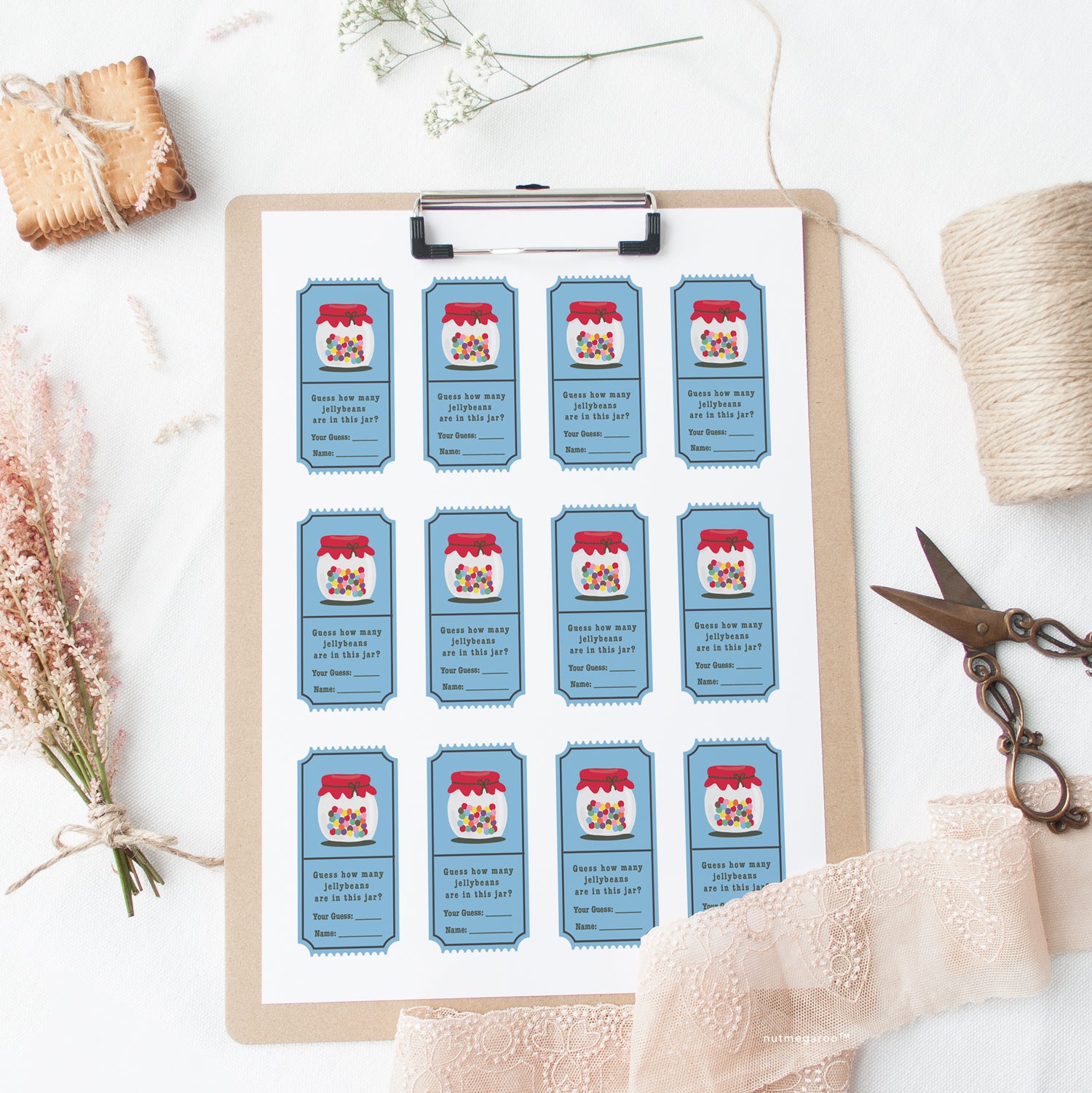 Jellybean Jar Counting Game Raffle Tickets Printable Blue