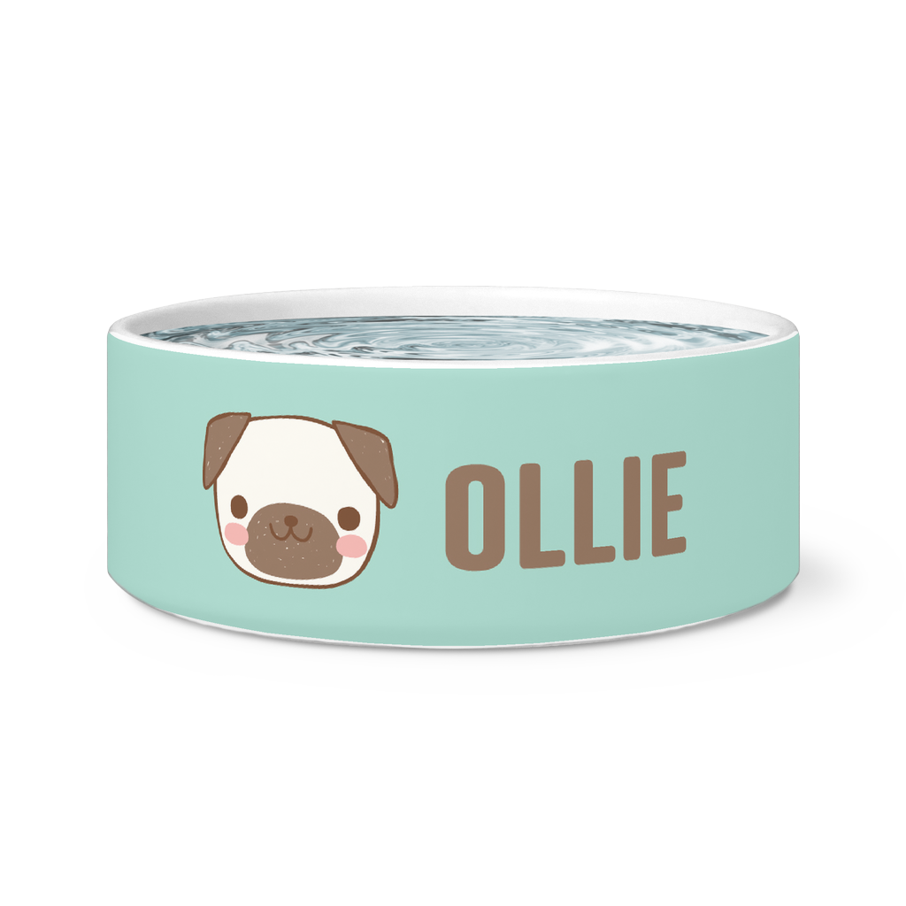 Personalized Pug Pet Dog Bowl