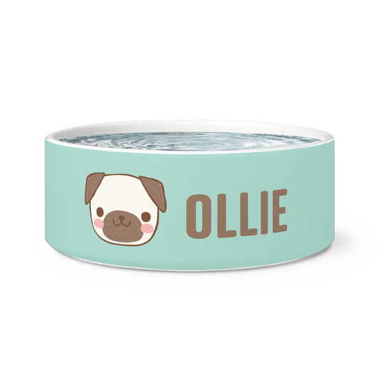 Personalized Pug Pet Dog Bowl