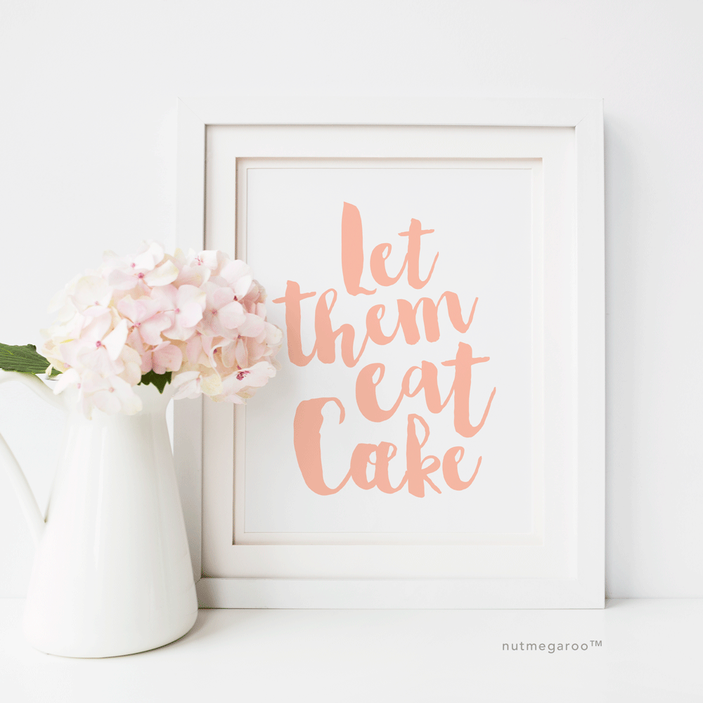 Let them eat cake art print in blush pink