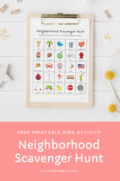 Free Kids Neighborhood Scavenger Hunt Printable