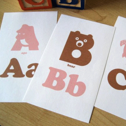 Pink Animal Alphabet Flash Cards Printable
