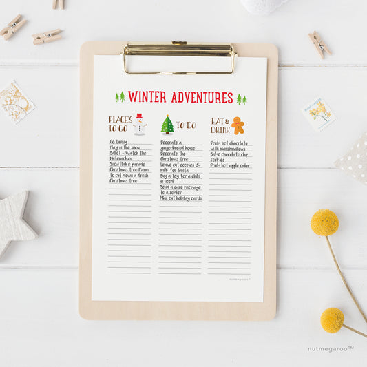 Winter To Do List, Winter Bucket List - Free Printable